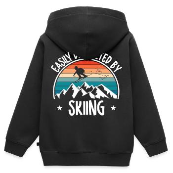 Ski Ski Skieur Ski Ski de fond Biathlon - Sweat Premium à capuche zippé enfant bio - noir - Dos - AI Model Kid Male (0cm)