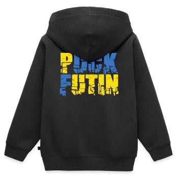 Puck Futin - Kids Premium Organic Zip-up Hoodie - black - Back - AI Model Kid Male (0cm)