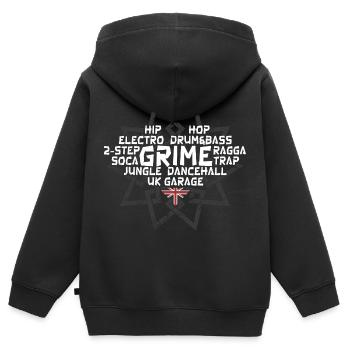 Grime UK Garage Hip-Hop - Rap Musik - Kinder Premium Organic Zip Hoodie - Schwarz - Hinten - AI Model Kid Male (0cm)
