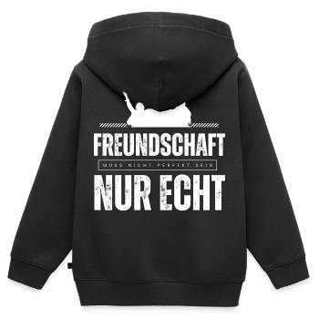 Beste Freunde FREUND Kumpel Kumpels - Kinder Premium Organic Zip Hoodie - Schwarz - Hinten - AI Model Kid Male (0cm)