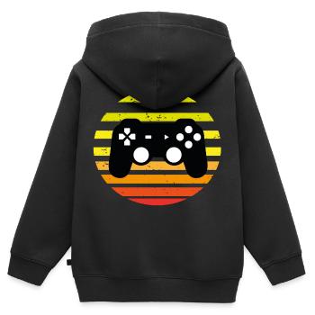 Retro Gaming - Kinder Premium Organic Zip Hoodie - Schwarz - Hinten - AI Model Kid Male (0cm)
