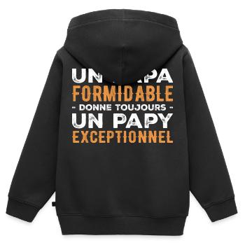 Terrific Dad Gives an Exceptional Grandpa - Kids Premium Organic Zip-up Hoodie - black - Back - AI Model Kid Male (0cm)