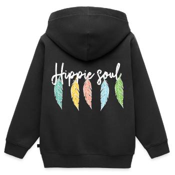 Mouvement Hippie Paix Fleur Pouvoir Paix - Sweat Premium à capuche zippé enfant bio - noir - Dos - AI Model Kid Male (0cm)