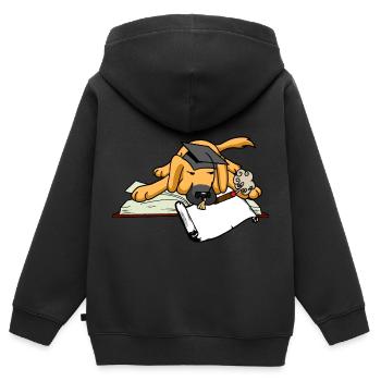 Hund Student Studium Uni Universität Gelehrter Abi - Kinder Premium Organic Zip Hoodie - Schwarz - Hinten - AI Model Kid Male (0cm)