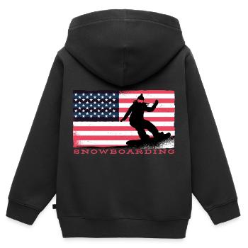 Snowboard Snowboard Snowboard Snowboard Vacances - Sweat Premium à capuche zippé enfant bio - noir - Dos - AI Model Kid Male (0cm)