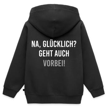 Na Glücklich geht auch vorbei - Kinder Premium Organic Zip Hoodie - Schwarz - Hinten - AI Model Kid Male (0cm)