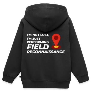 Reconnaissance de terrain SIG Géomètre Cartographie Humour - Sweat Premium à capuche zippé enfant bio - noir - Dos - AI Model Kid Male (0cm)