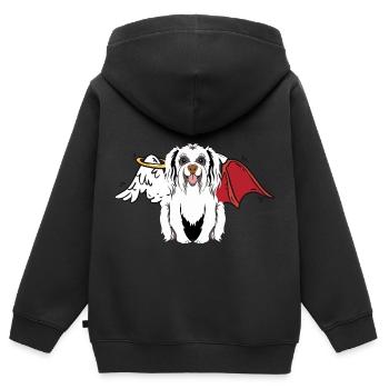 Höllen Hund Engel Teufel himmlisch teuflisch Hunde - Kinder Premium Organic Zip Hoodie - Schwarz - Hinten - AI Model Kid Male (0cm)