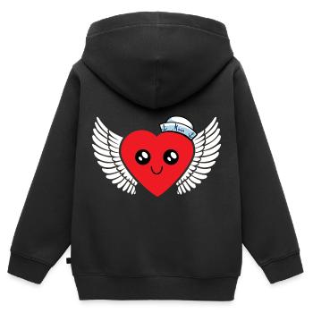 Seemann Herz Matrose Schifffahrt Liebe Valentin - Kinder Premium Organic Zip Hoodie - Schwarz - Hinten - AI Model Kid Male (0cm)