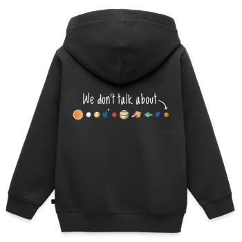 Nous ne parlons pas de Pluton - Sweat Premium à capuche zippé enfant bio - noir - Dos - AI Model Kid Male (0cm)