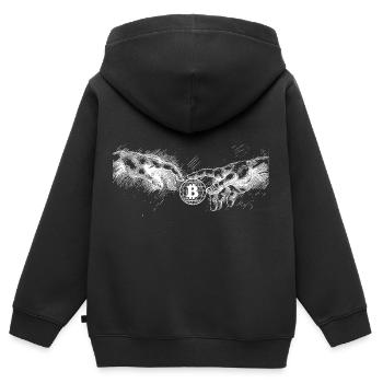 Création des cryptomonnaies Bitcoin - Sweat Premium à capuche zippé enfant bio - noir - Dos - AI Model Kid Male (0cm)