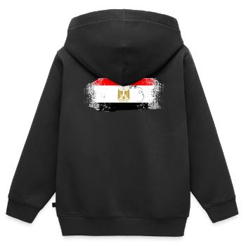 Egypte - Sweat Premium à capuche zippé enfant bio - noir - Dos - AI Model Kid Male (0cm)