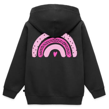 Rosa Regenbogen mit Herz - Kinder Premium Organic Zip Hoodie - Schwarz - Hinten - AI Model Kid Male (0cm)