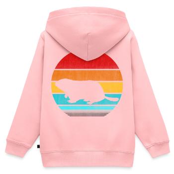 Murmeltier - Kinder Premium Organic Zip Hoodie - Rosa - Hinten - AI Model Kid Female (0cm)