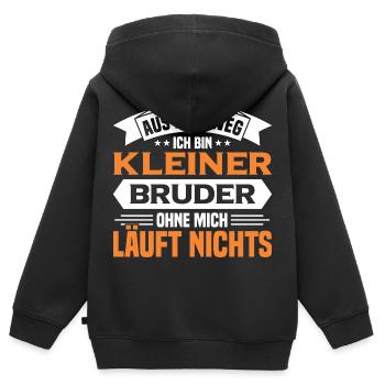Schwester Kleiner Bruder Bruder Geschenk - Kinder Premium Organic Zip Hoodie - Schwarz - Hinten - AI Model Kid Male (0cm)