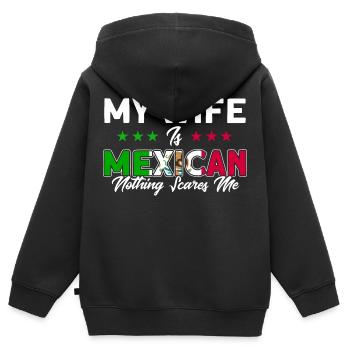 Drapeau mexicain Cadeau de racines mexicaines - Sweat Premium à capuche zippé enfant bio - noir - Dos - AI Model Kid Male (0cm)