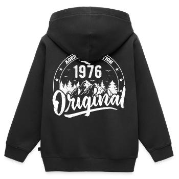 Original 1976 Vintage cadeau d’anniversaire 1976 - Sweat Premium à capuche zippé enfant bio - noir - Dos - AI Model Kid Male (0cm)