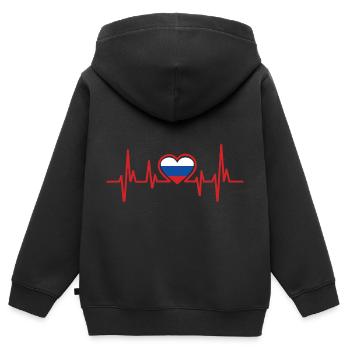 Russie - Sweat Premium à capuche zippé enfant bio - noir - Dos - AI Model Kid Male (0cm)