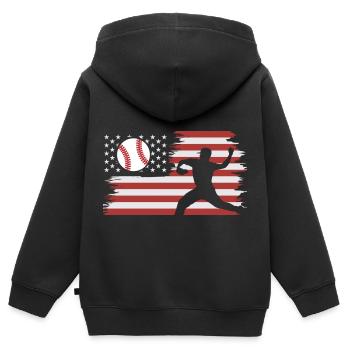 Baseball Baseballschläger Baseballspieler Pitcher - Kinder Premium Organic Zip Hoodie - Schwarz - Hinten - AI Model Kid Male (0cm)