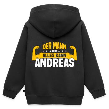 Andreas Der Mann Der Alles Kann Vorname Andreas - Kinder Premium Organic Zip Hoodie - Schwarz - Hinten - AI Model Kid Male (0cm)