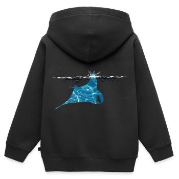 Raie Manta Cuter - Sweat Premium à capuche zippé enfant bio - noir - Dos - AI Model Kid Male (0cm)