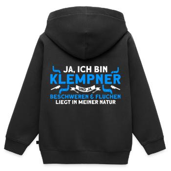 Sanitär Klempner Anlagenmechaniker Geschenk - Kinder Premium Organic Zip Hoodie - Schwarz - Hinten - AI Model Kid Male (0cm)