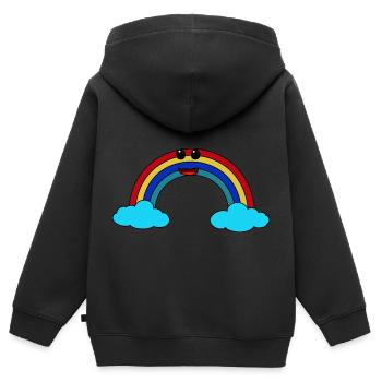 Happy Regenbogen bunt Farben Kinder Baby Kleinkind - Kinder Premium Organic Zip Hoodie - Schwarz - Hinten - AI Model Kid Male (0cm)