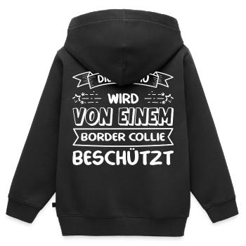 Border Collie Frau - Border Collie - Kinder Premium Organic Zip Hoodie - Schwarz - Hinten - AI Model Kid Male (0cm)