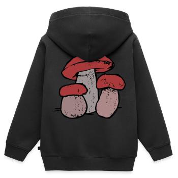 Familie Pilz Waldbewohner Natur Ökologie Wald - Kinder Premium Organic Zip Hoodie - Schwarz - Hinten - AI Model Kid Male (0cm)