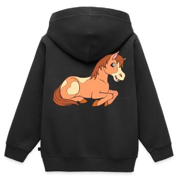 Kleines Fohlen für Kinder - Kinder Premium Organic Zip Hoodie - Schwarz - Hinten - AI Model Kid Male (0cm)