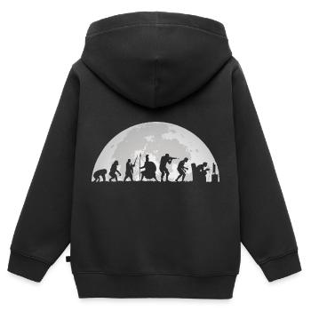 Gamer Minuit Pleine Lune Evolution Gaming - Sweat Premium à capuche zippé enfant bio - noir - Dos - AI Model Kid Male (0cm)