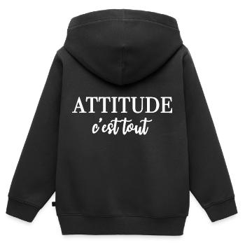 ATTITUDE c’est tout - Sweat Premium à capuche zippé enfant bio - noir - Dos - AI Model Kid Male (0cm)