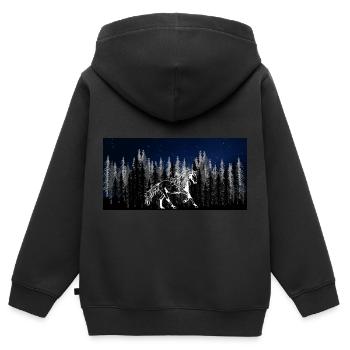 Wildnis Sternenhimmel Wildpferd Hengst Pferdenarr - Kinder Premium Organic Zip Hoodie - Schwarz - Hinten - AI Model Kid Male (0cm)