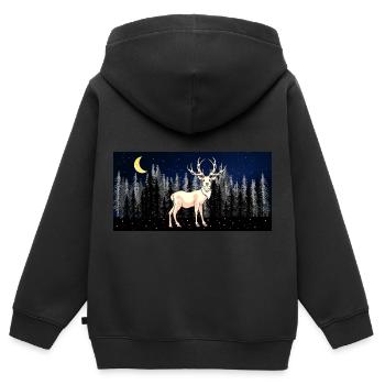 Wildnis Rotwild Wildtiere Wald Schweden Schnee - Kinder Premium Organic Zip Hoodie - Schwarz - Hinten - AI Model Kid Male (0cm)