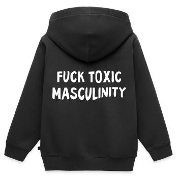 Féminisme Dicton Cadeau Vintage Émancipation - Sweat Premium à capuche zippé enfant bio - noir - Dos - AI Model Kid Male (0cm)