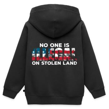 No one is illegal per immigration - Kids Premium Organic Zip-up Hoodie - black - Back - AI Model Kid Male (0cm)