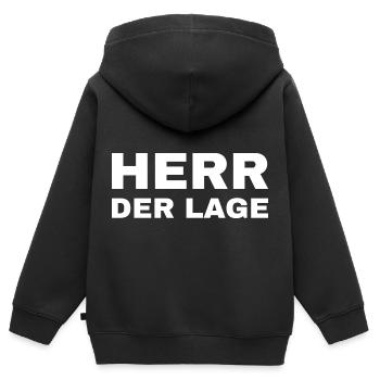 Herr der Lage - Kinder Premium Organic Zip Hoodie - Schwarz - Hinten - AI Model Kid Male (0cm)