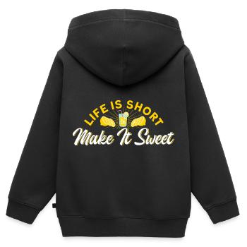 Jus de citron Jus de citron Limonade - Sweat Premium à capuche zippé enfant bio - noir - Dos - AI Model Kid Male (0cm)