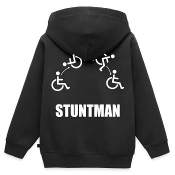 Handicap fauteuil roulant handicap noir humour - Sweat Premium à capuche zippé enfant bio - noir - Dos - AI Model Kid Male (0cm)