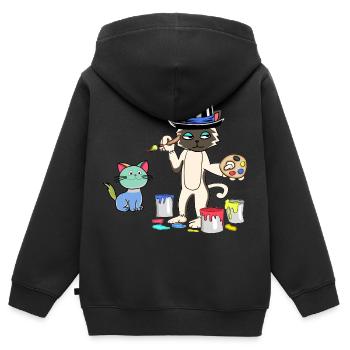Katze Maler Meister Künstler Kunst Kunstakademie - Kinder Premium Organic Zip Hoodie - Schwarz - Hinten - AI Model Kid Male (0cm)