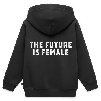 Féminisme Dicton Cadeau Vintage Émancipation - Sweat Premium à capuche zippé enfant bio - noir - Dos - AI Model Kid Male (0cm)