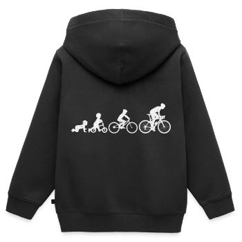 Cyclist Evolution Fahrradfahrer Fahrrad Biker - Kinder Premium Organic Zip Hoodie - Schwarz - Hinten - AI Model Kid Male (0cm)