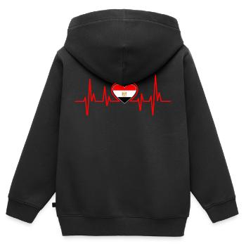 Egypte - Sweat Premium à capuche zippé enfant bio - noir - Dos - AI Model Kid Male (0cm)