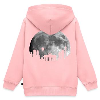 Berlin Mond Skyline Hauptstadt Nacht Silhouette - Kinder Premium Organic Zip Hoodie - Rosa - Hinten - AI Model Kid Female (0cm)