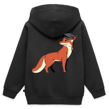 Fuchs Weisheit klug Gelehrter lernen Weise - Kinder Premium Organic Zip Hoodie - Schwarz - Hinten - AI Model Kid Male (0cm)