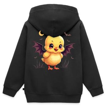 Bat Chick Scree peep ! Poulet Halloween - Sweat Premium à capuche zippé enfant bio - noir - Dos - AI Model Kid Male (0cm)