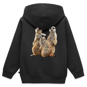 Erdmännchen - Mangusten - Afrika - Kinder Premium Organic Zip Hoodie - Schwarz - Hinten - AI Model Kid Male (0cm)
