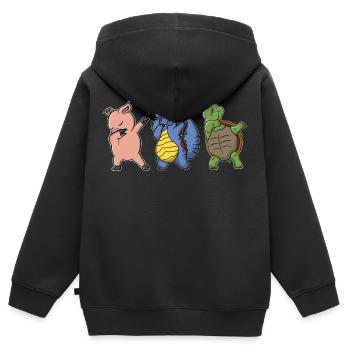 Dinosaur Pig Turtle Dabbing - Kids Premium Organic Zip-up Hoodie - black - Back - AI Model Kid Male (0cm)