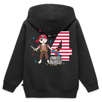 4. Geburtstag Pirat Jungen Geschenkidee - Kinder Premium Organic Zip Hoodie - Schwarz - Hinten - AI Model Kid Male (0cm)