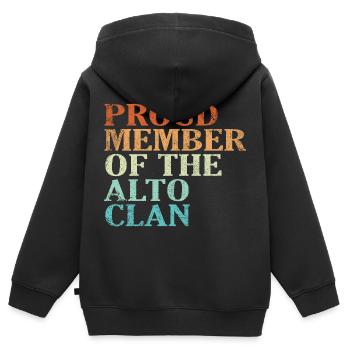 Fier membre du Crue du Clan Alto - Sweat Premium à capuche zippé enfant bio - noir - Dos - AI Model Kid Male (0cm)